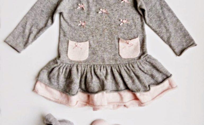 VESTITO BIMBA. GRIGIO, ROSA E ROSELLINE